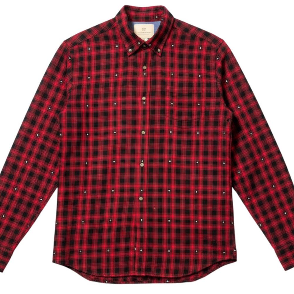 Scotch & Soda Amsterdam Couture Mens Medium Red Black Flannel Plaid Button Down